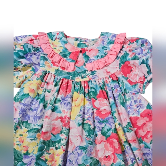 Vtg Rare Editions Floral Dress 5 READ Pink Purple Yellow Spring Easter Party - Picture 2 of 9